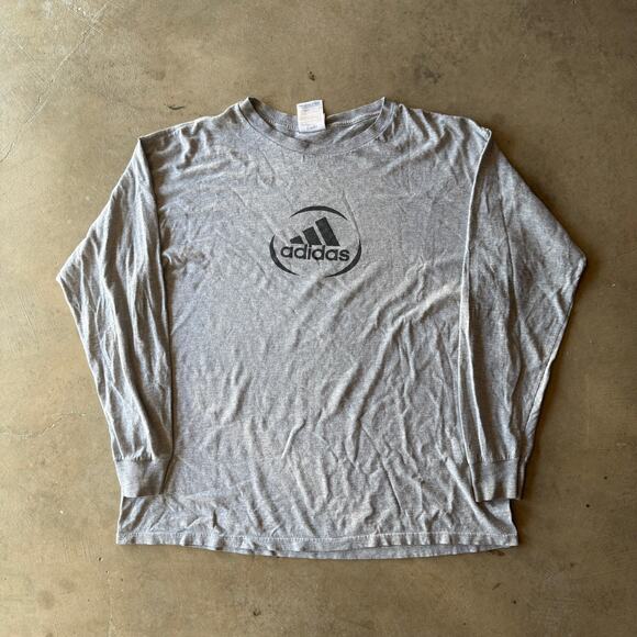 VINTAGE 90S Y2K ADIDAS CENTER LOGO LONG SLEEVE T-SHIRT GRAPHIC MENS XL - Picture 1 of 5